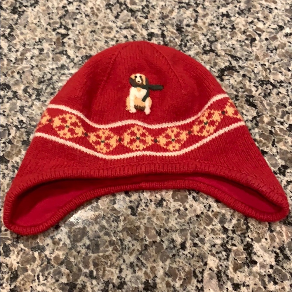 Janie and Jack Red Winter Hat St. Bernard Dog - 6 Months